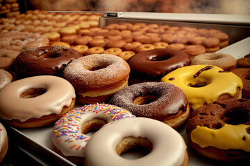 A Display Case Filled With Lots Of Different Flavored Donuts