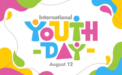 Simple Colorful International Youth Day Logo Typography in Geometric Splash Style