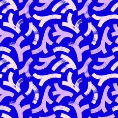 Colorful botanical seamless pattern with geometric bold branches. Brush drawn conifer multi colored texture, spruce or fir tree branches. Vector abstract foliage silhouettes. Decorative background.