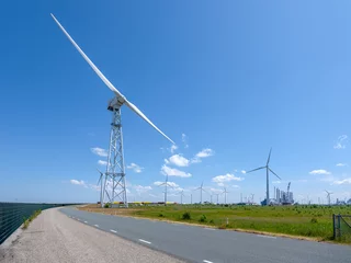 Foto op Plexiglas Wind turbines in the Eemshaven, Groningen privince, The Netherlands    Windturbines in de Eemshaven, Groningen © Holland-PhotostockNL