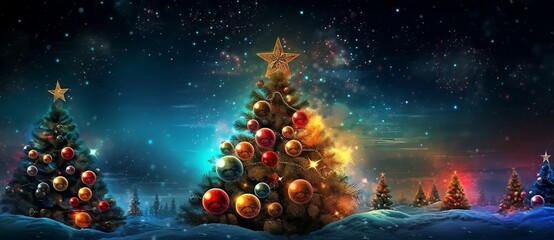 Fototapeta premium christmas tree and snowman