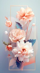 bouquet of roses illustration for card background or smartphone wallpaper