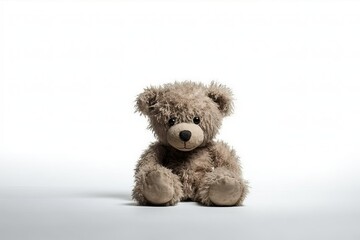 Teddy bear, cute doll on white background (Ai generated)