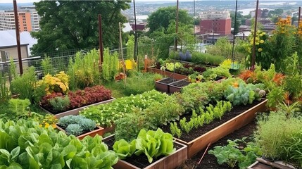 Fototapeta na wymiar Greenhouse with plant, Urban farming and gardening (Ai generated)
