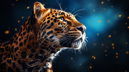 Portrait of an Amur leopard. Wild animal. Ai generated