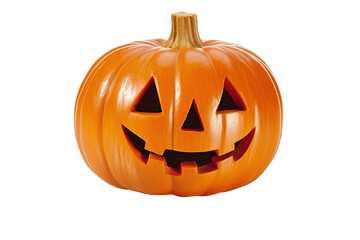 Halloween Spooky Pumpkin on transparent background. PNG element. Carving Jack-o-Lantern pumpkin. Generative Ai.