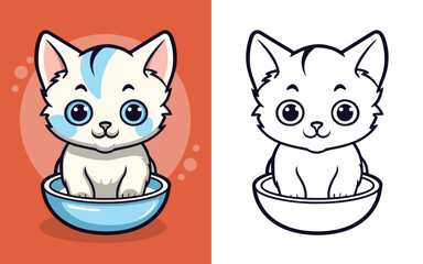 Cute Little Cat Cartoon Illustration Vector format Generative Ai