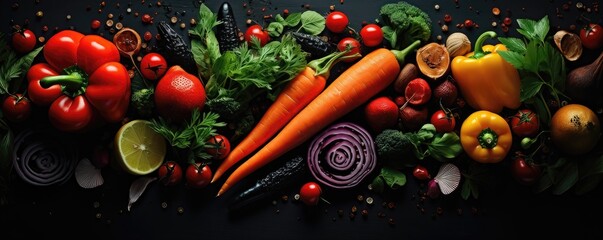 Composition with variety of colorful fresh organic vegetables. Healty food background. Balanced diet.