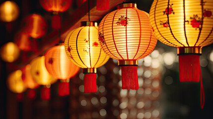 Yellow and red Chinese lanterns