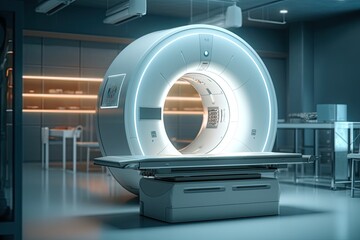 CT Scan, Medical CT or MRI Scan with a patient in the modern hospital laboratory. Generative ai