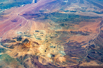 Aerial view of a copper mine in the Atacama desert, Chile