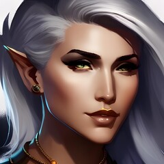 high elf woman with silver hair