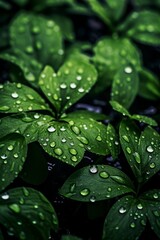 illustration, rainwater drops on the leaves, ai generative