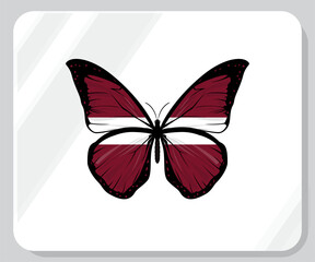Latvia Butterfly Flag Pride Icon
