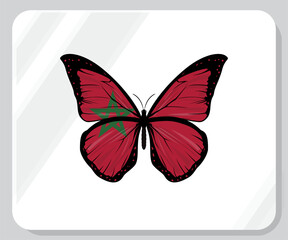 Fototapeta na wymiar Morocco Butterfly Flag Pride Icon 