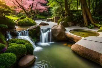 Foto op Plexiglas waterfall in the forest © Naila