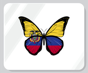 Fototapeta na wymiar Ecuador Butterfly Flag Pride Icon 
