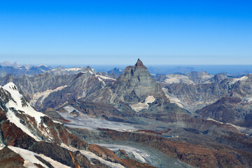 Panorama view with mountain Matterhorn in Pennine Alps, Switzerland