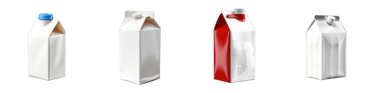 Milk Carton Clipart Collection, Vector, Icons Isolated On Transparent Background