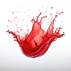  splash of red juice or wine on white background. Generative AI © dashtik