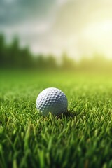 Obraz premium illustration, golf ball on a golf course, ai generative