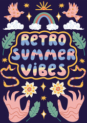 Retro Summer Poster. Summer party design template