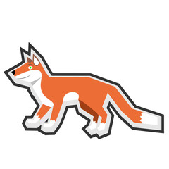 Cute cartoon Fox sticker mascot animal character. 