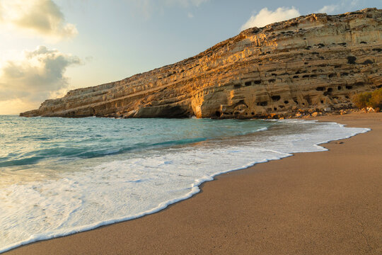 Bay and beach of Matala, Iraklion, Crete, Greek Islands