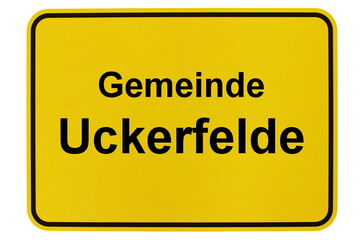 Illustration eines Ortsschildes der Gemeinde Uckerfelde in Brandenburg