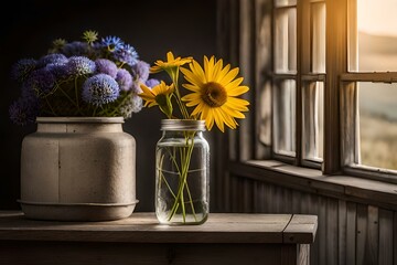 flower in the vase on the table generated by Ai