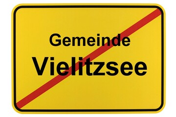 Illustration eines Ortsschildes der Gemeinde Vielitzsee in Brandenburg
