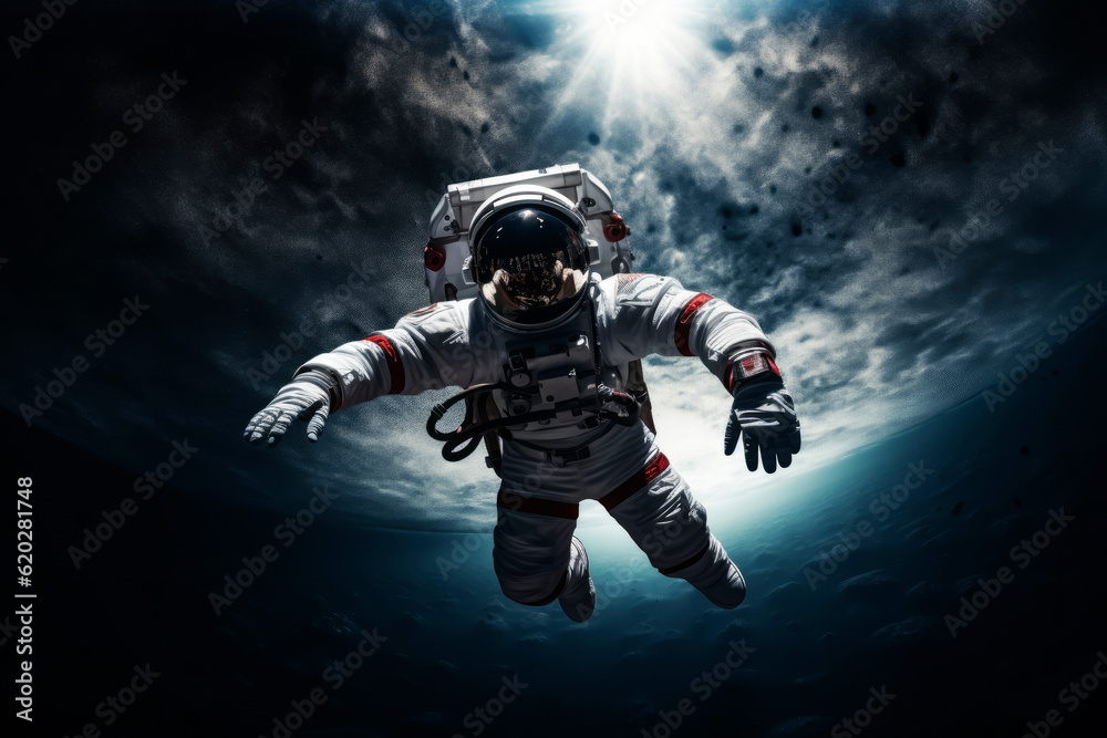 Canvas Prints astronaut over the planet. generative ai