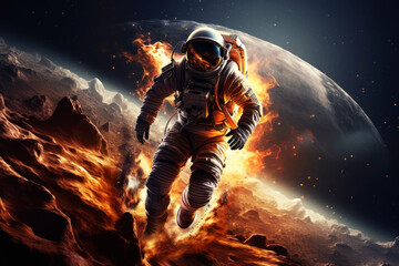 Fototapeta premium Astronaut in space, epic image. Generative AI