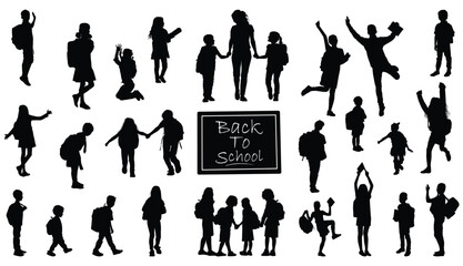 Back to school boy and girl silhouette