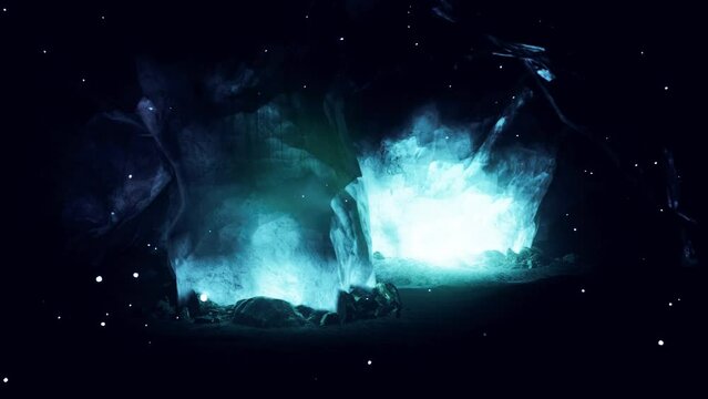 Amazing Blue Ice Cave in the heart of a glacier