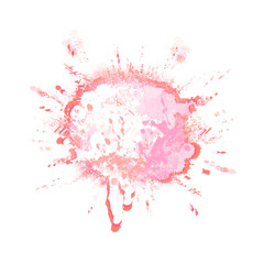 Abstract red watercolor liquid ink splashes hand drawn