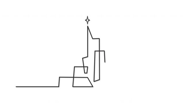 City, city silhouette self  drawing animation.