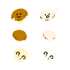 マッシュルームのキャラクター手描きカラーイラスト素材