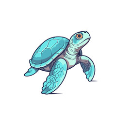 Vector illustration of cartoon sea turtle isolated on white background