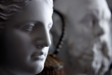 close-up of a plaster head in shallow depth of field