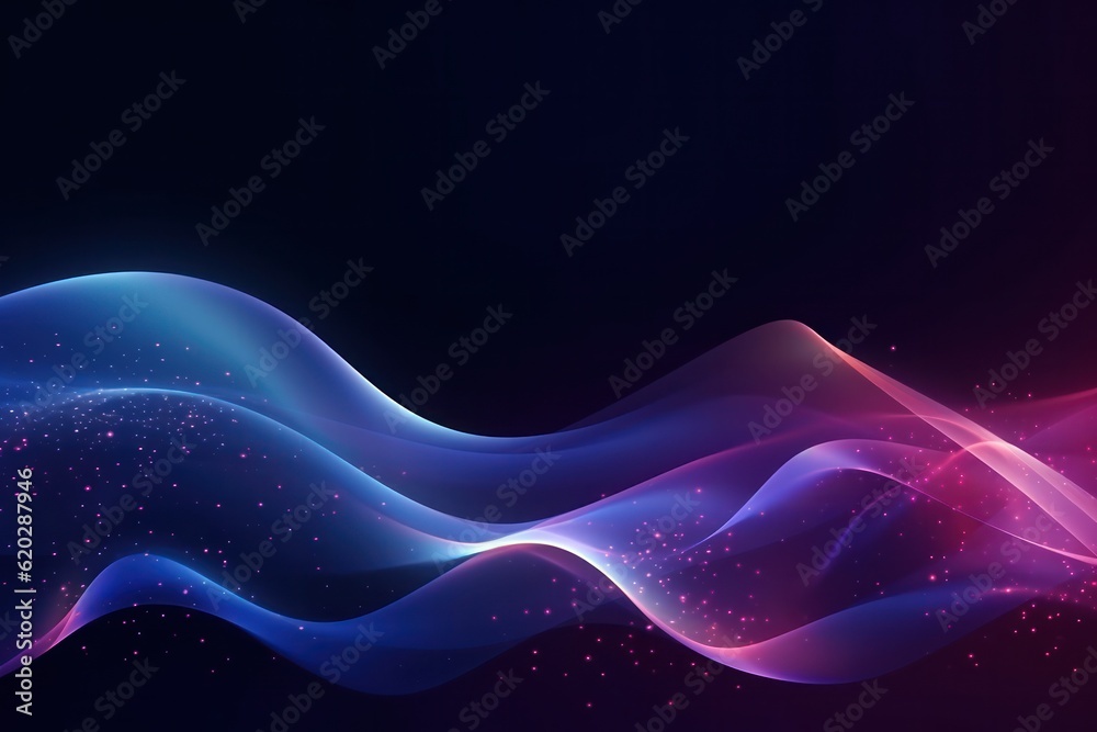 Poster Glittering waves of abstract shapes create a captivating backdrop for banners with touch of sparkle