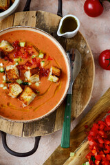 Gazpacho, a traditional Spanish cold soup.top veiw