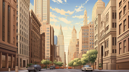 Obraz premium Wall Street Iconic Buildings