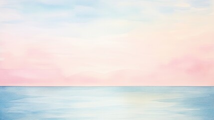 Naklejka na ściany i meble A serene watercolor seascape with gentle waves and pastel hues, creating a tranquil and minimal space for text. Social media design, wallpaper. Generative AI. 