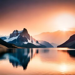 Fototapeta na wymiar sunset over the lake generative by AI