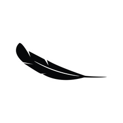 Feather icon. Black feather icon. Feather silhouette. Vector illustration