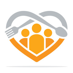 Illustration icon with the concept of a community that cares about food, a community that likes cooking, cares about food donations for social purposes.