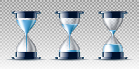 Water falling in the hourglass.