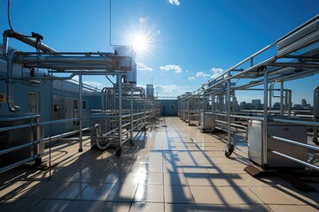 Naklejka premium Commercial Building Roof professional photograpphy AI Generated 