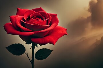 red rose on a black background generative in ai technology